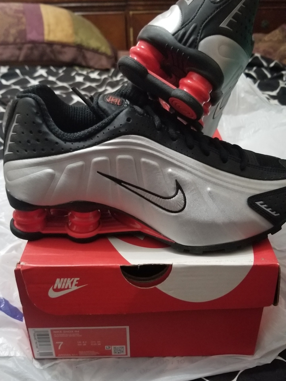 Nike women's Shox Sneakers - Black, Silver & Red